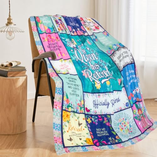 Retirement Gifts for Women, Retirement Blanket for Women 60"X50" - color: Green-retired