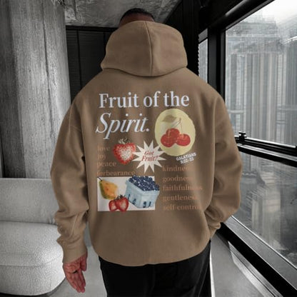 Christian Hoodies for Men Fruit of The Spirit Hoodie Jesus Religious Faith Bible Verse Sweatshirt Graphic Pullover - color: Coffee, size: XX-Large