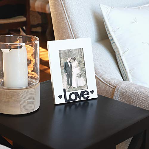 Isaac Jacobs 4x6 White Wood Sentiments “Love Picture Frame - color: White, size: 4x6