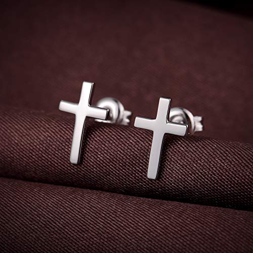 Han han 925 Sterling Silver Cross Earrings for Women and Men - style: C-Cross stud earrings
