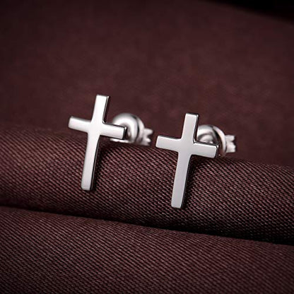 Han han 925 Sterling Silver Cross Earrings for Women and Men - style: C-Cross stud earrings