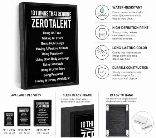 Floating Framed Motivational Canvas Wall Art, Inspirational Artwork 8x10in - color: 10 Things Thatrequire, size: 10"L x 8"W