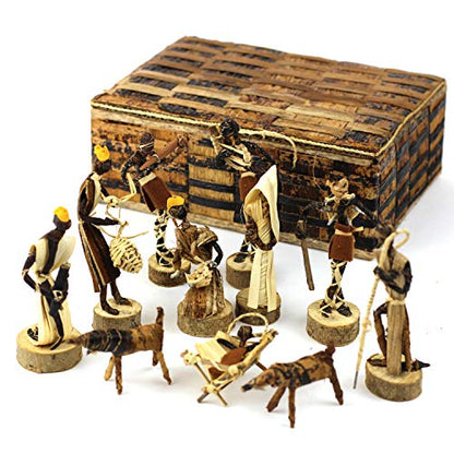 Global Crafts Nativity Parent - Handmade Nativity Set - Fair Trade Banana Fiber Christmas Décor
