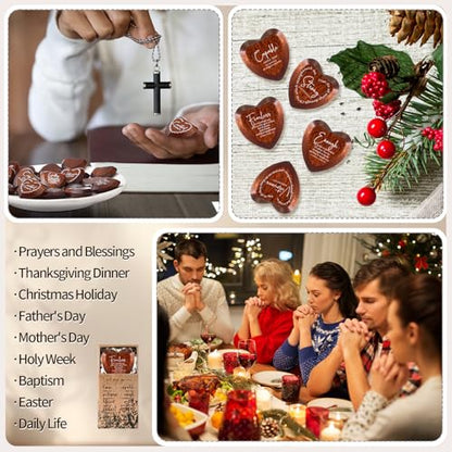 Yalikop 24 Sets Christian Gift Bulk Wooden Scripture Hearts, Dark Brown - color: Dark Brown