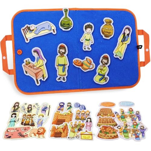 CHEFAN Tower of Babel Felt Board Bible Stories, 4 Story Sets for Kids - color: Elijah and the Widow & 3 Other Bible Stories Set