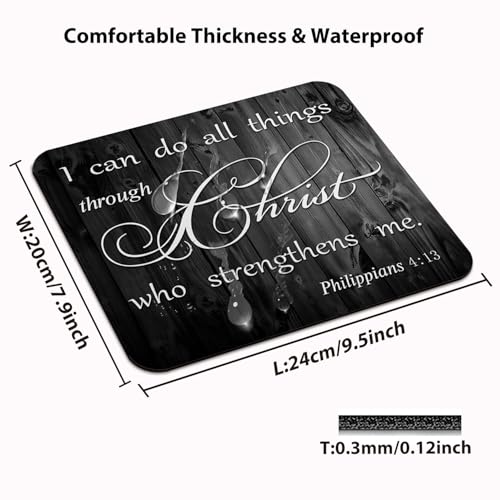 I Can Do All Things Through Christ Mouse Pad, Rustic Black Wood Desk Mat - color: Custom Designs Art 035