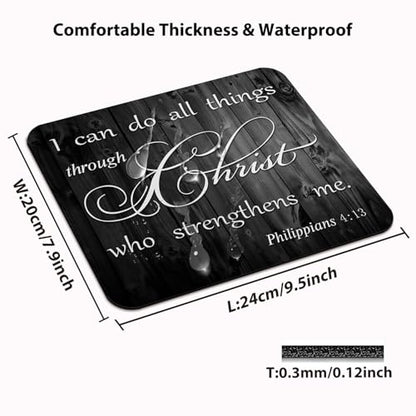 I Can Do All Things Through Christ Mouse Pad, Rustic Black Wood Desk Mat - color: Custom Designs Art 035