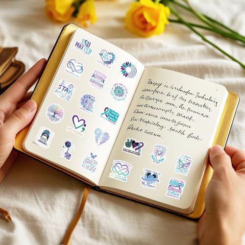 100 Pcs Suicide Prevention Awareness Stickers, Teal Purple Decals - color: Suicide Prevention
