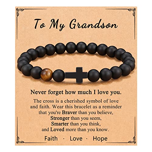 Cross Bracelet, To Mens Boys Christian Gifts for Birthday Christmas - style: Grandson
