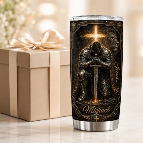 Personalized Christian Gifts For Men - Religious Bible Man Of Faith Tumbler V18 - A Child Of God Warrior Christ Faith For Dad, Husband, Grandpa on Fathers Day, Christmas, Birthday - color: CH-VAR-18
