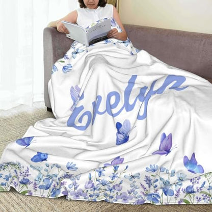 Customized Butterfly Baby Blanket - Personalized Soft Fleece Bed Throw for Newborns, Toddlers - Girls & Boys - Birthday & Christmas - color: Design09
