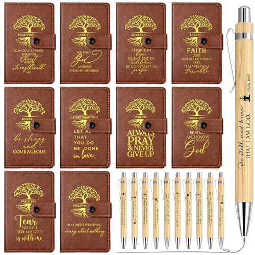 Spakon 20 Pcs Christian Prayer Journals with Pens, English Tree of Life - style: English Tree of Life