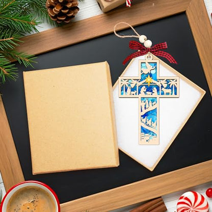 HEXMOZ Nativity Cross Ornament for Christmas Tree - Christian Ornaments - color: Religious Home