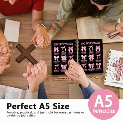 LIANGW Christian Prayer Journal Pink Bow Notebook Gifts for Teen Girls Kids - color: God Says You Are - Black