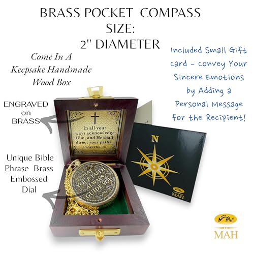 Handmade Religious Brass Compass Gift with Engraved & Embossed Faith Messages – Inspirational Christian Religious Gift Keepsake for Baptism, Confirmation, Christening, First Communion or Christmas - style: May Your Faith – Edition 2