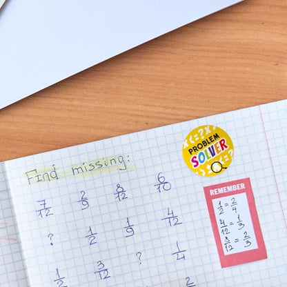 Math Inspired Reward Stickers / 500 Motivational Mathematics League Teacher Worksheet Rewards / 8 Alternating Encouraging Classroom Recognition Designs / 1.5" Elementary Student Award Labels - color: Math Inspired