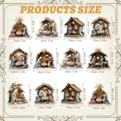 Wenqik 12 Pcs Christmas Nativity Scene Ornaments for Tree Acrylic,Vintage - style: Vintage
