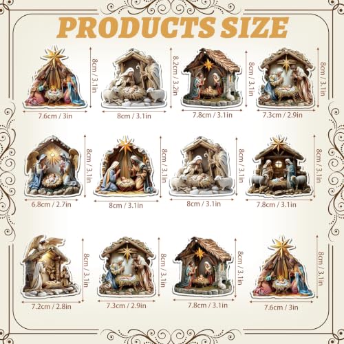 Wenqik 12 Pcs Christmas Nativity Scene Ornaments for Tree Acrylic,Vintage - style: Vintage