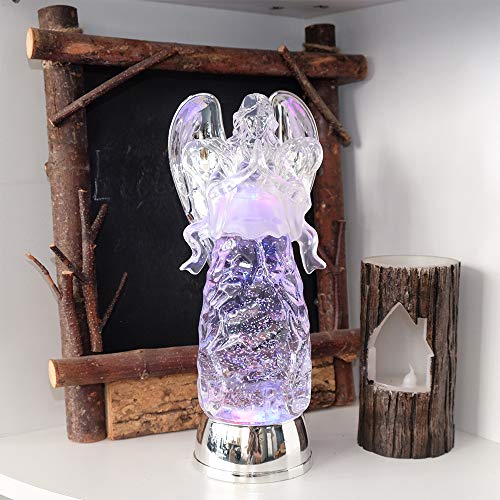 Wondise Color Changing Angel Lighted Snow Globe Water Lamp with 6H Timer - color: 11” Angel Prayer