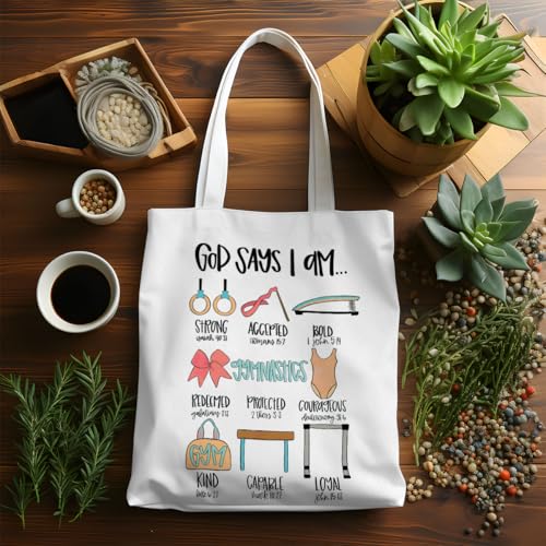 VICBOU Bible Verse Canvas Tote Bag, Inspirational Religious Christian Gifts for Women Men Canvas Tote Reusable Grocery Bags - color: Godsays01