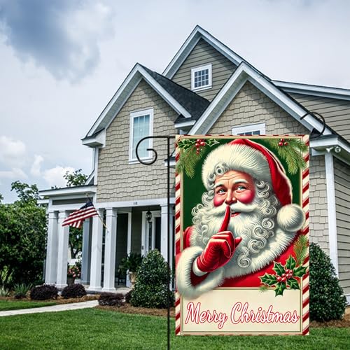 BlissYard Christmas Santa Claus Garden Flag 12x18 Inch Polyester - color: Cute Santa Claus