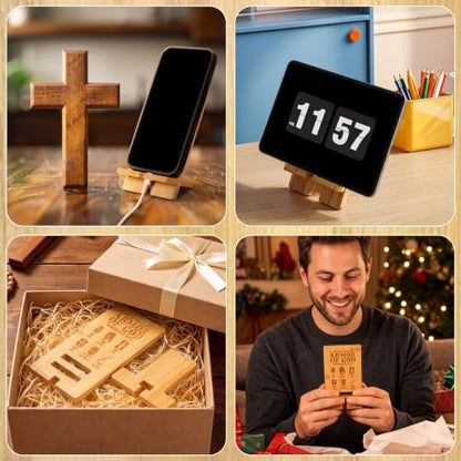 Novabright 24 Pcs Christian Bible Verse Bamboo Phone Stand, Armor of God - style: Armor of God