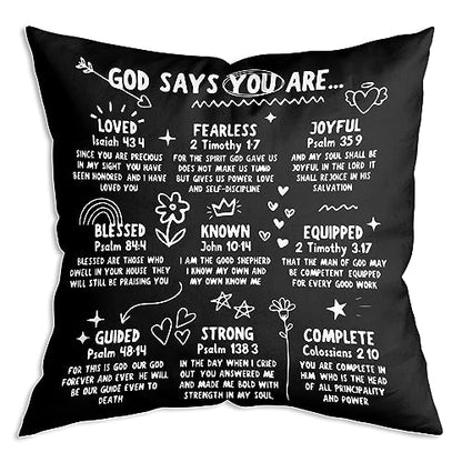 Christian Art Religious Inspirational Gifts God says You are Loved，Fearless，Joyful，Blessed，Strong Jesus Doodle Soft Throw Pillow Case Retro Christian Decor 18X18 Inch - color: 19 Christian