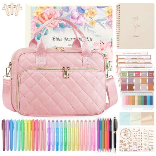BellaHold Bible Cover Case for Women with All-in-One Bible Journaling Kit - color: Blush Pink