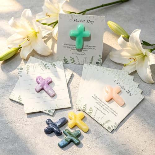 36pcs Easter Gifts Pocket Crosses in Bulk, Funeral Favors Set With Mini Resin Cross and Hug Greeting Cards, Christian Pocket Hug Token Keepsake Exchange Card for Friends Family Coworker Employee - color: Cross