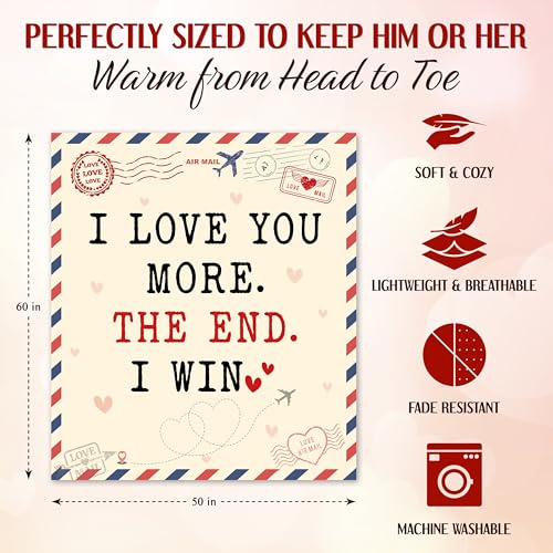 WRAPIX Anniversary Couple Gifts for Women Men - Soft Throw Blanket 50x60 in - color: I Win, size: 50x60 inches