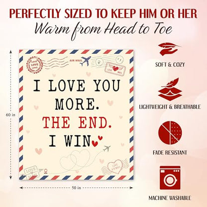 WRAPIX Anniversary Couple Gifts for Women Men - Soft Throw Blanket 50x60 in - color: I Win, size: 50x60 inches