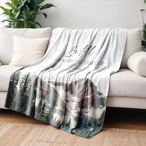 Be Still and Know that I Am God Christian Throw Blanket, 50x60 Inches - color: Mountain