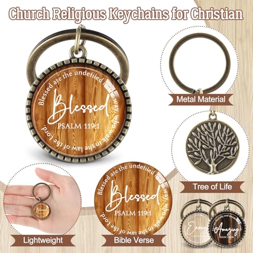 Equsion 36 Pcs Christian Keychain Bulk Mini Bible Keychains, Wood Grain - color: Wood Grain