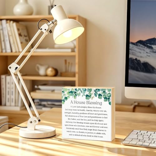 A House Blessing Wood Block Plaque Box Sign 5.9 * 5.9 - color: white010