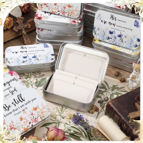 24 Prayer Boxes with 120 Prayer Cards 8 Floral Scripture Designs - style: Floral