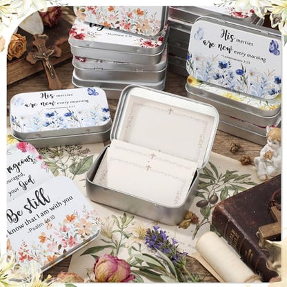 24 Prayer Boxes with 120 Prayer Cards 8 Floral Scripture Designs - style: Floral