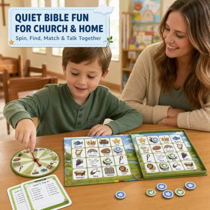 TRAVOFUN Magnetic Bible Story Spin & Seek Bingo Game for Kids Ages 3-8 - style: Bible Spin & Seek (Bingo + Quiz)