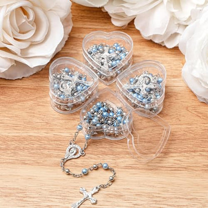 ROCEEI Catholic Rosary Necklace with Crucifix 4mm Beads - color: Blue