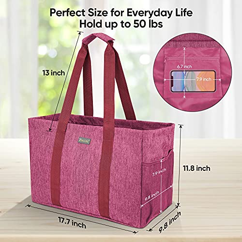 BALEINE Soft 9 Gallon Extra Large Utility Tote, Foldable Reusable Storage Bag (Berry Pink) - color: Berry Pink, size: 1-Pack