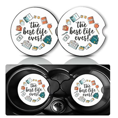 2PCS Best Life Car Cup Holder Coasters Universal Anti-Slip Rubber Mat - color: Best Life