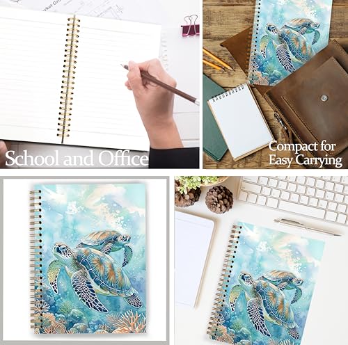 Sea Turtle Notebook, Coastal Beach Journal, Sea Turtle Gifts for Women Lovers, Marine Biology Gifts, Under the Sea Ocean Spiral Notebook Journal 5.5x8.3 - color: Color 19