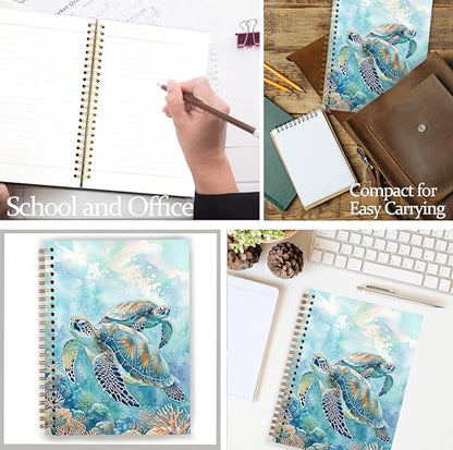 Sea Turtle Notebook, Coastal Beach Journal, Sea Turtle Gifts for Women Lovers, Marine Biology Gifts, Under the Sea Ocean Spiral Notebook Journal 5.5x8.3 - color: Color 19