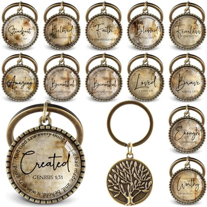 Equsion 36 Pcs Christian Keychain Bulk Mini Bible Keychains, Bronze - color: Bronze