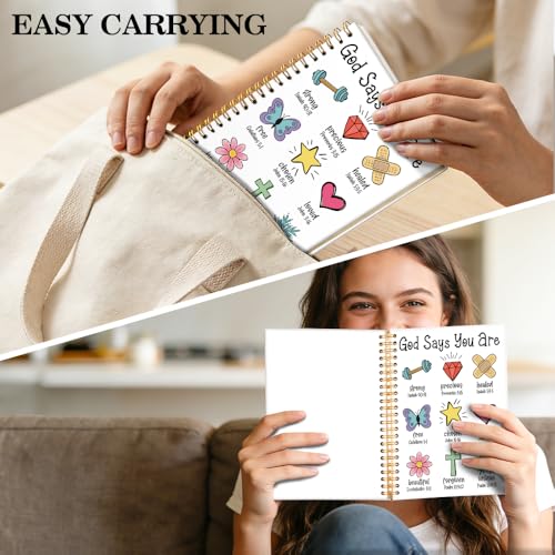 ERHACHAIJIA God Says You are Lined Spiral Notebook for Women Girls Daughter - color: White-red-yellow