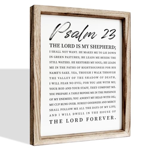 Christian Wooden Sign, Bible Verse Wall Art, Rustic Wooden Plaque, Home Church Decor, Christian Framed Wall Plaque Sign 15 * 11.5 inches, The Lord is My Shepherd - color: Christian 09