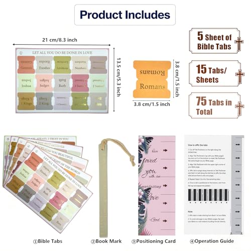 Vorscrin-Laminated Bible Tabs for Women and Men, Gold Foil Lettering Design, Reposition and Large Print Stickers, Bible Study Supplies, 75 Chapters Labels for Easy Navigation (Boho) - color: Boho