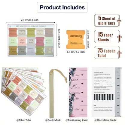 Vorscrin-Laminated Bible Tabs for Women and Men, Gold Foil Lettering Design, Reposition and Large Print Stickers, Bible Study Supplies, 75 Chapters Labels for Easy Navigation (Boho) - color: Boho