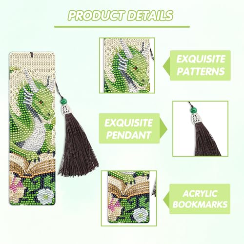 Dragon Sword Diamond Art Bookmarks, Diamond Painting Book Marks for Adults - style: Dragon 02