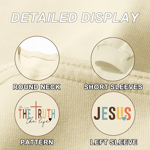 Tuislay Christian Sweatshirt Womens Jesus God Pullover Bible Verse Crewneck Sweatshirts Religious Cross Graphic Shirts - color: Apricot, size: Medium