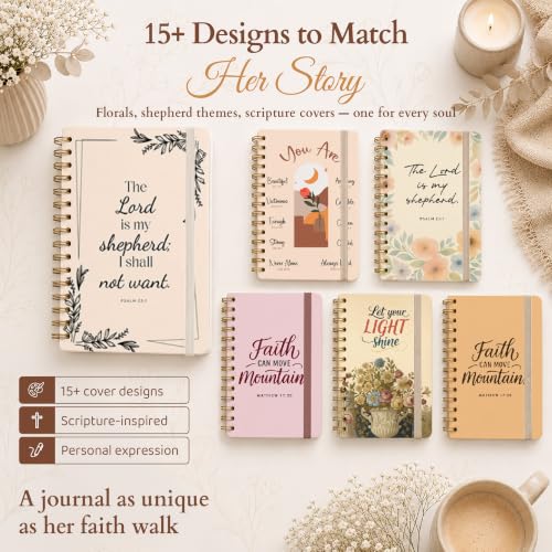Hardcover Blank Christian Notebook – 140 Pages – Psalm 23:1 - color: Shepherd_Cream